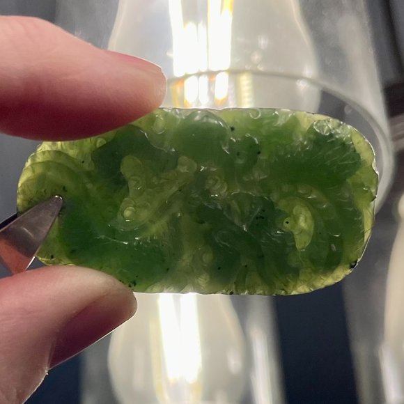 Jade Pendant, Dragon & Phoenix, vintage - Picture 3 of 6